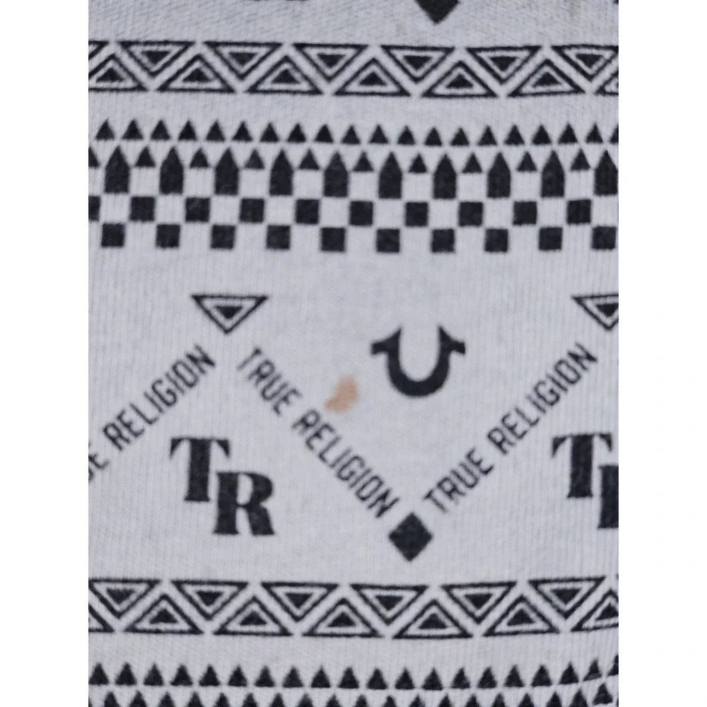 True Religion T-Shirt Mens Medium Grey Yellow Gradient Logo Print Short Sleeve